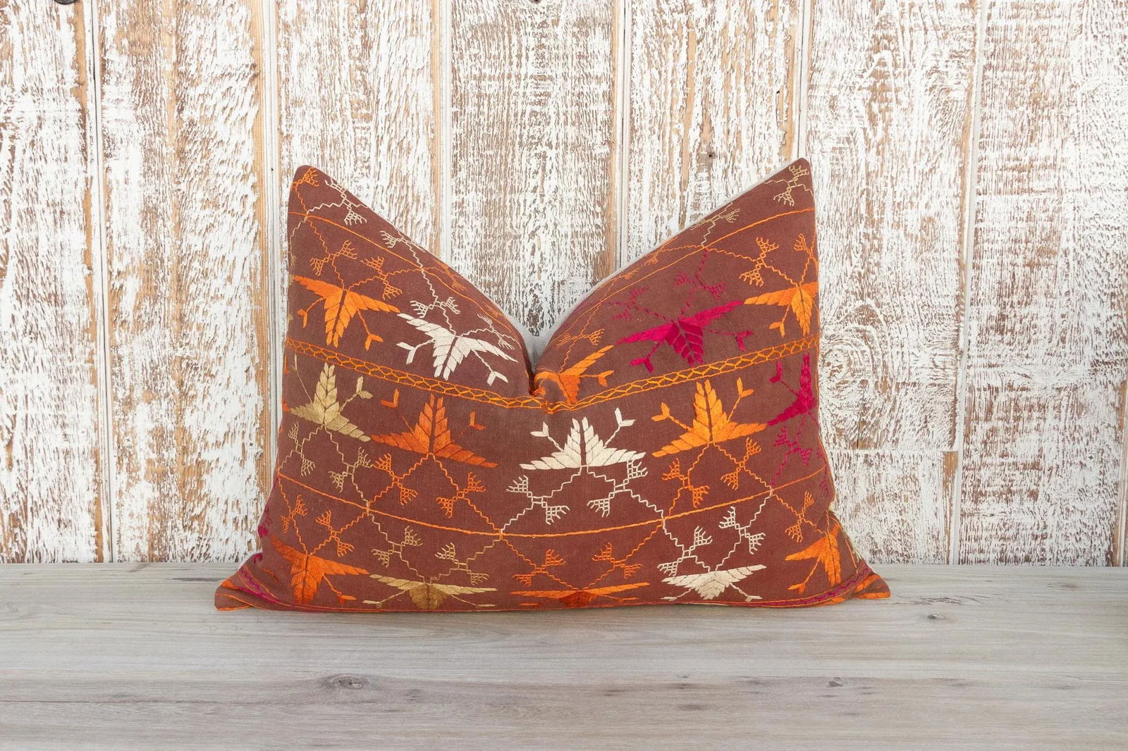 Pia Antique Indian Folk Lumbar Pillow - 10