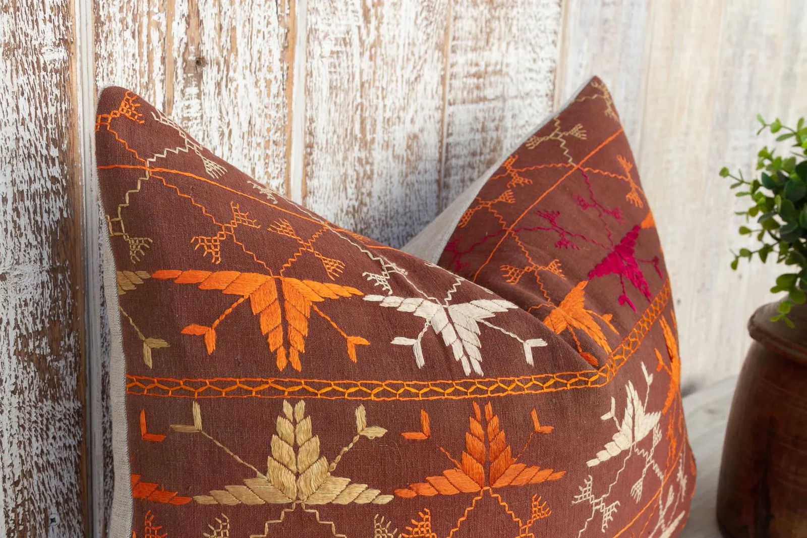 Pia Antique Indian Folk Lumbar Pillow - 5