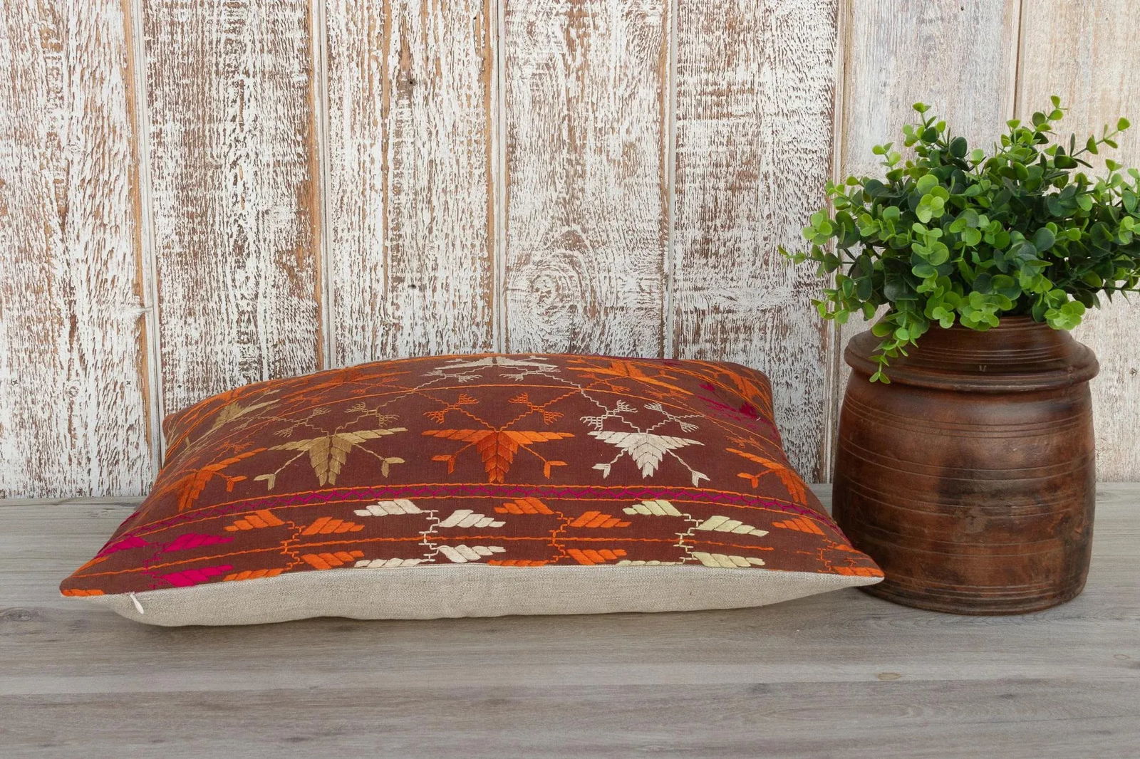 Pia Antique Indian Folk Lumbar Pillow - 7