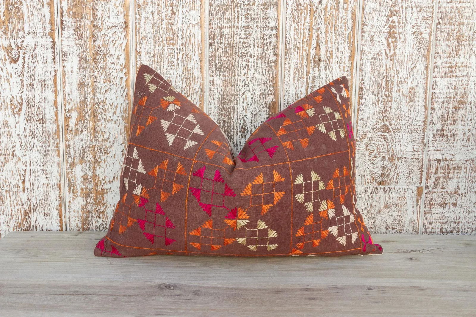 Mia Antique Indian Folk Lumbar Pillow - 10