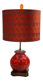 Mid 20th Century French Hand Blown Red Glass Table Lamp