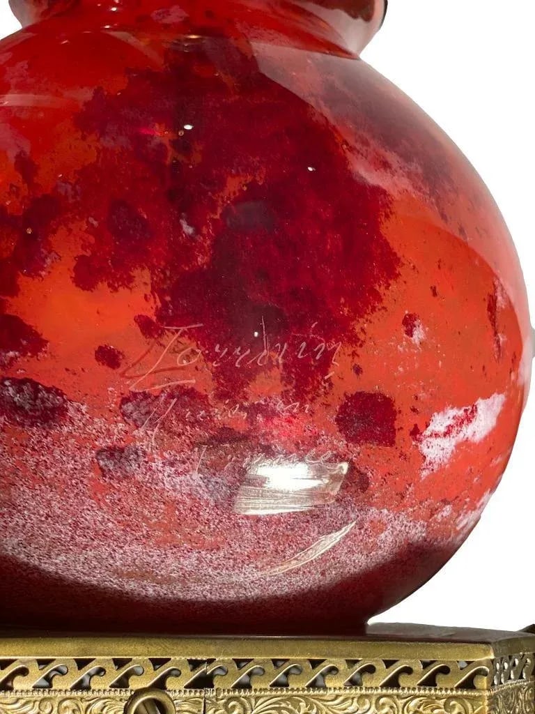 Mid 20th Century French Hand Blown Red Glass Table Lamp - 5
