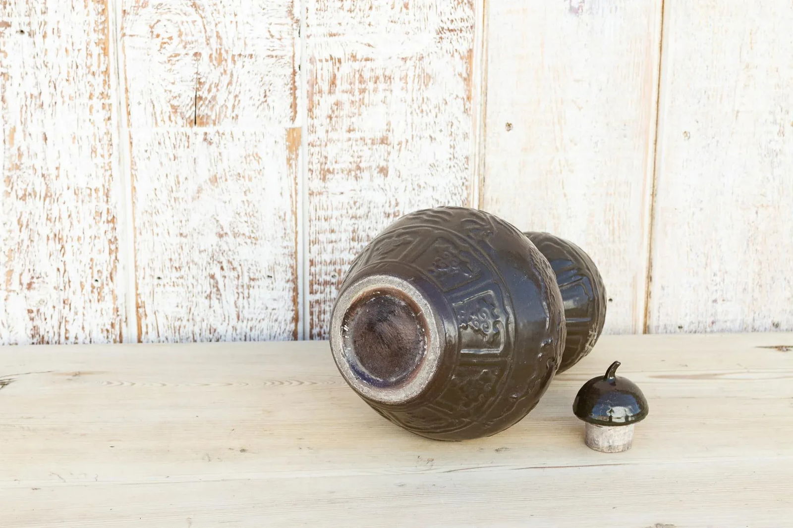 Lidded Gourd Shaped Chinese Vase - 6