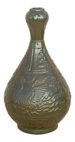 Chinese Amphora Shaped Green Vase