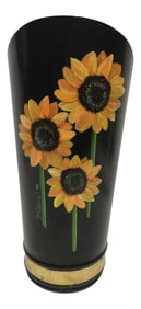 Hand Painted Galvanized Tall Metal & Brass Matchstick Holder