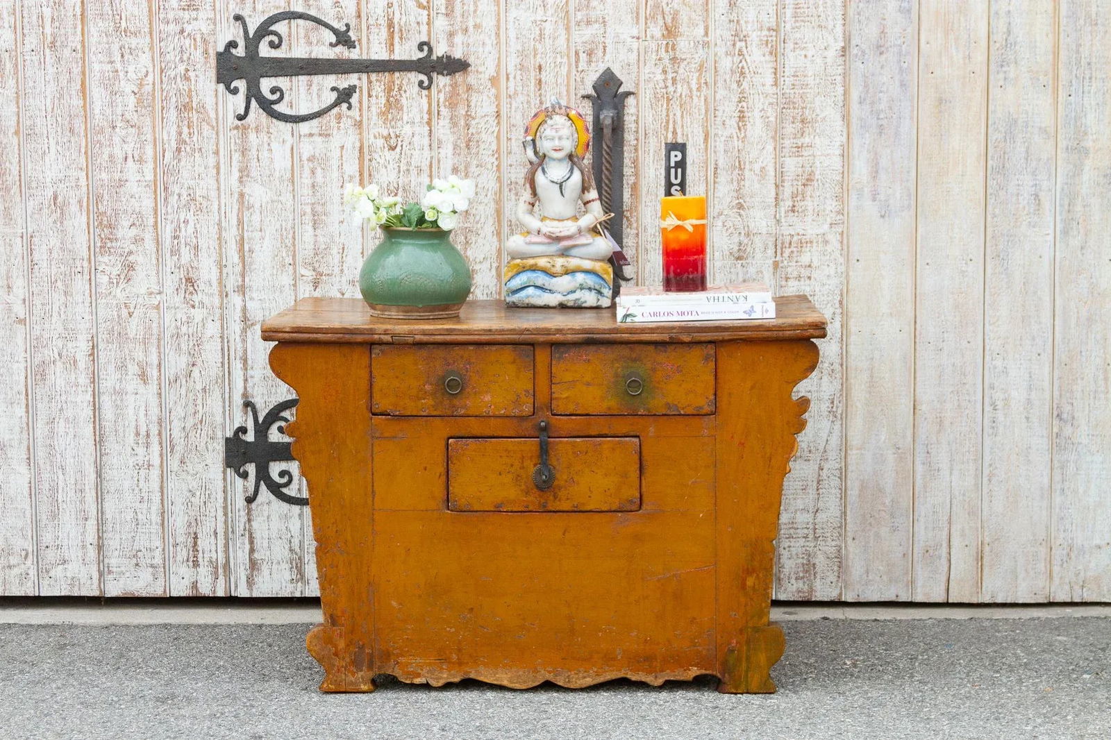 Antique Ming Style Yellow Money Chest - 2