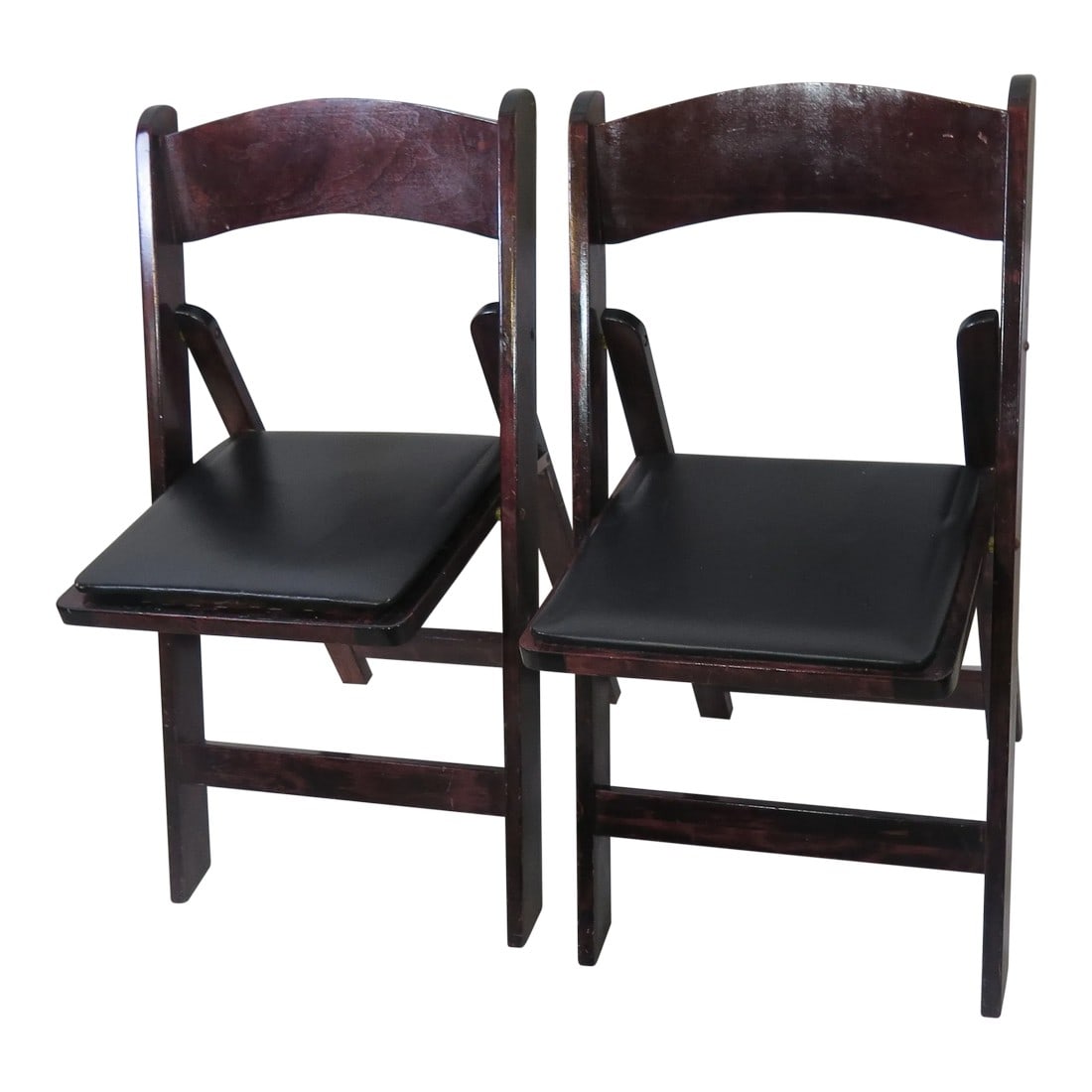 1990s Tortoiseshell Finish Wooden Folding Chairs - a Pair (1 of 6)