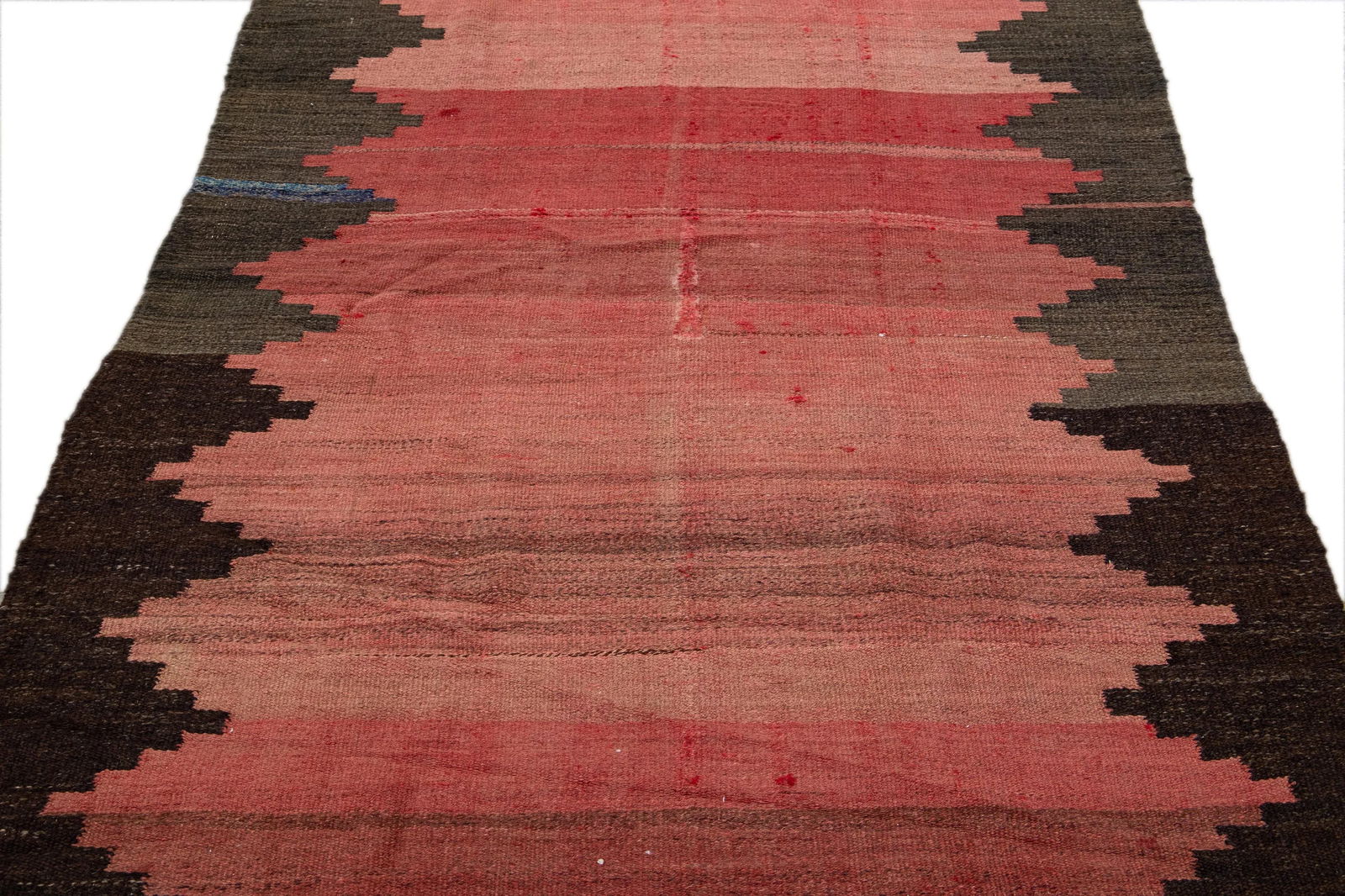 Vintage Kilim Handmade Flatweave Red Geometric Wool Runner - 3