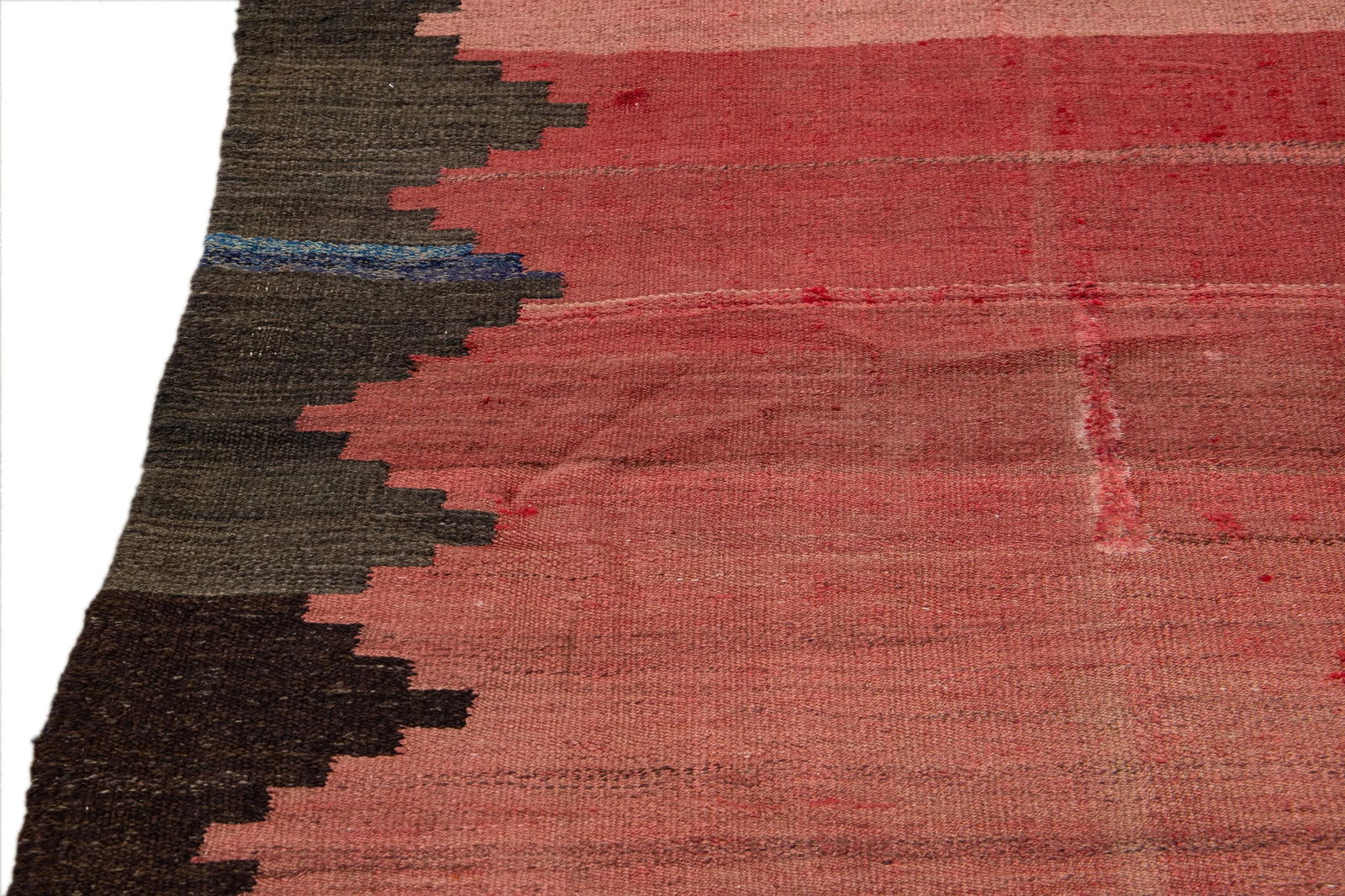 Vintage Kilim Handmade Flatweave Red Geometric Wool Runner - 4