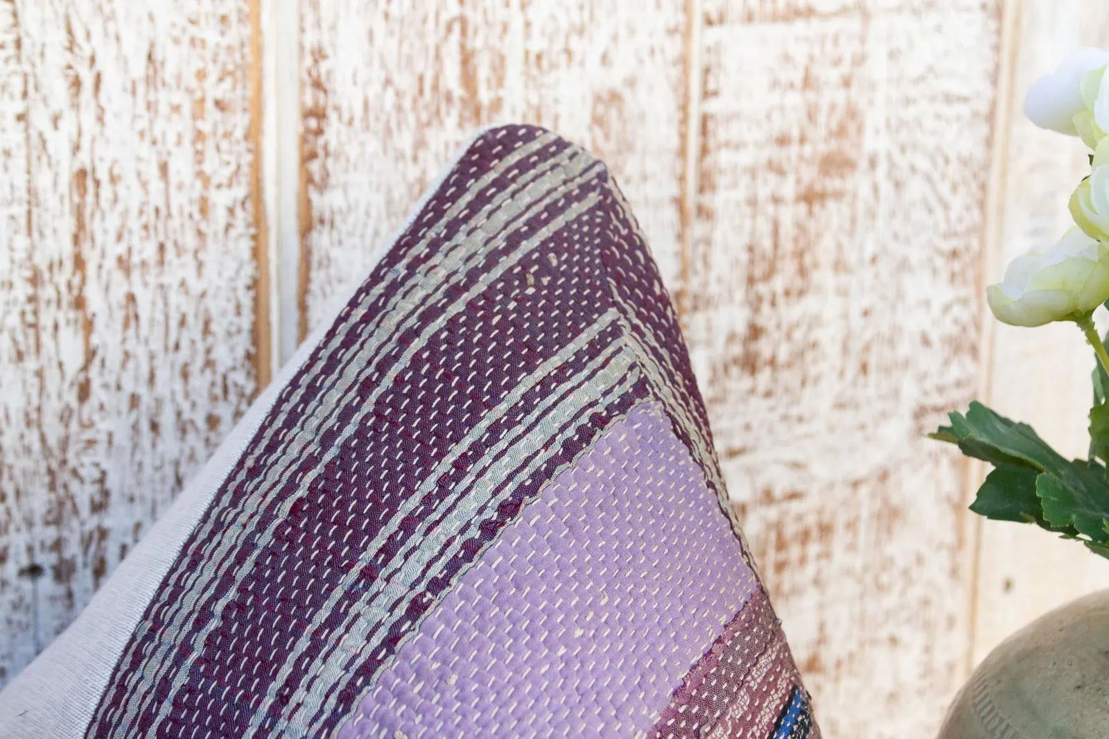 Deo Vintage Lumbar Boho Kantha Pillow - 3