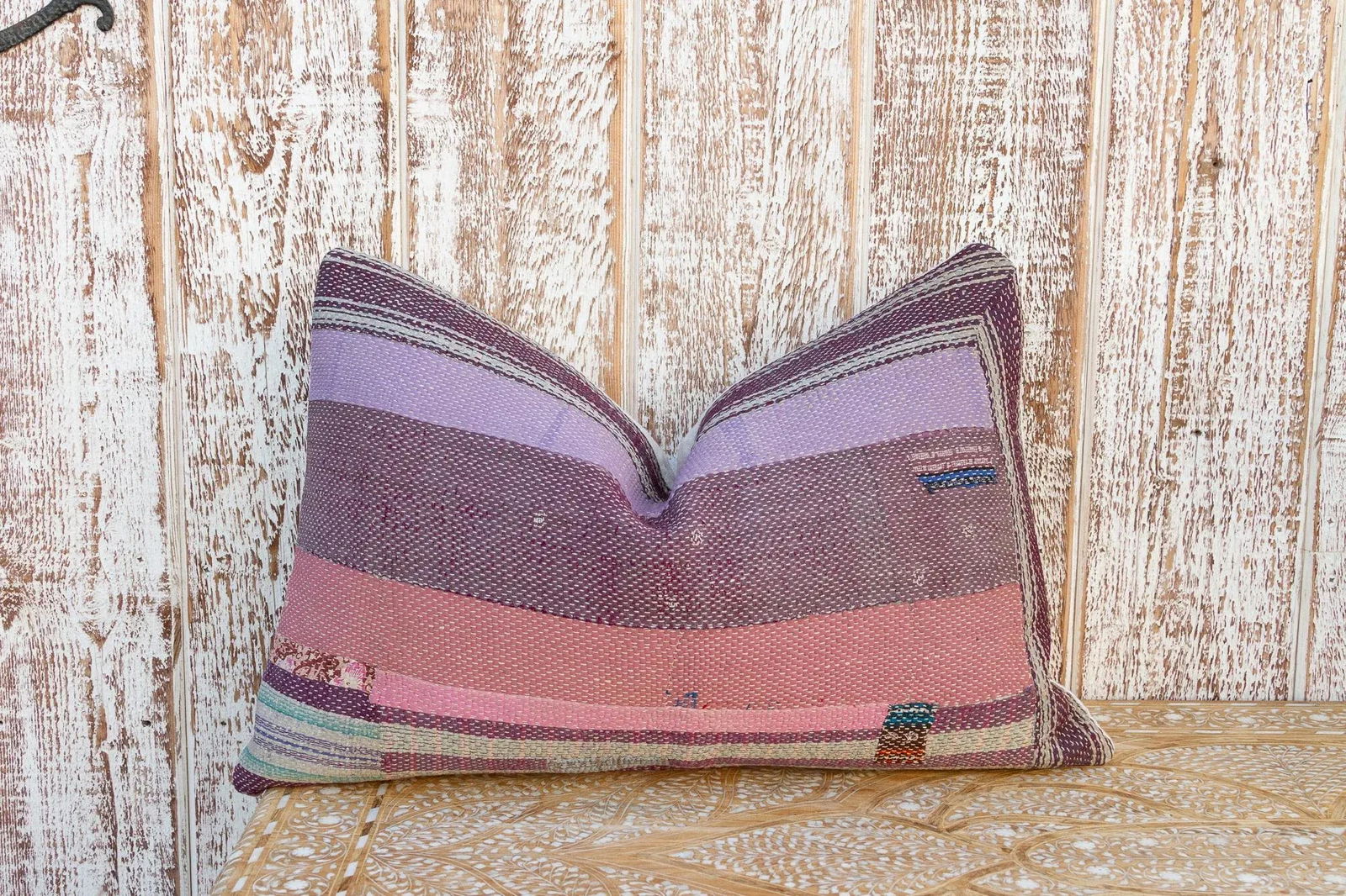 Deo Vintage Lumbar Boho Kantha Pillow - 9