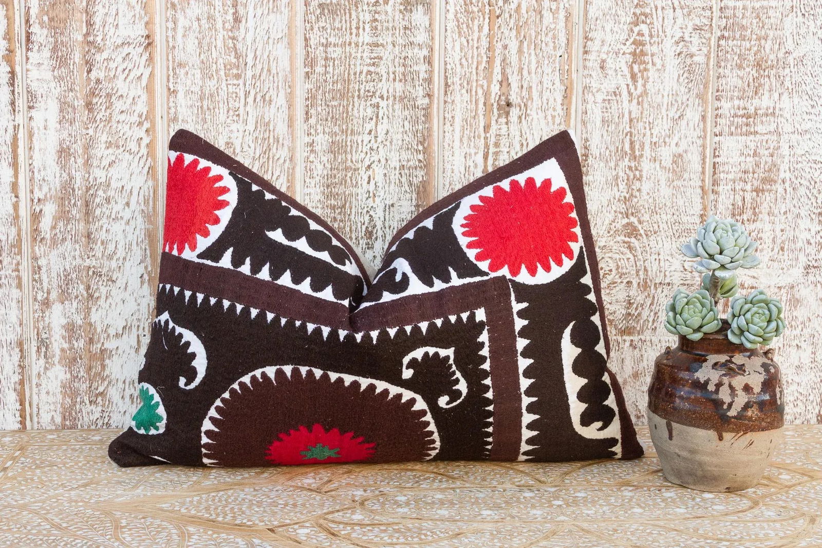 Nargiza Gul Suzani Lumbar Pillow - 2