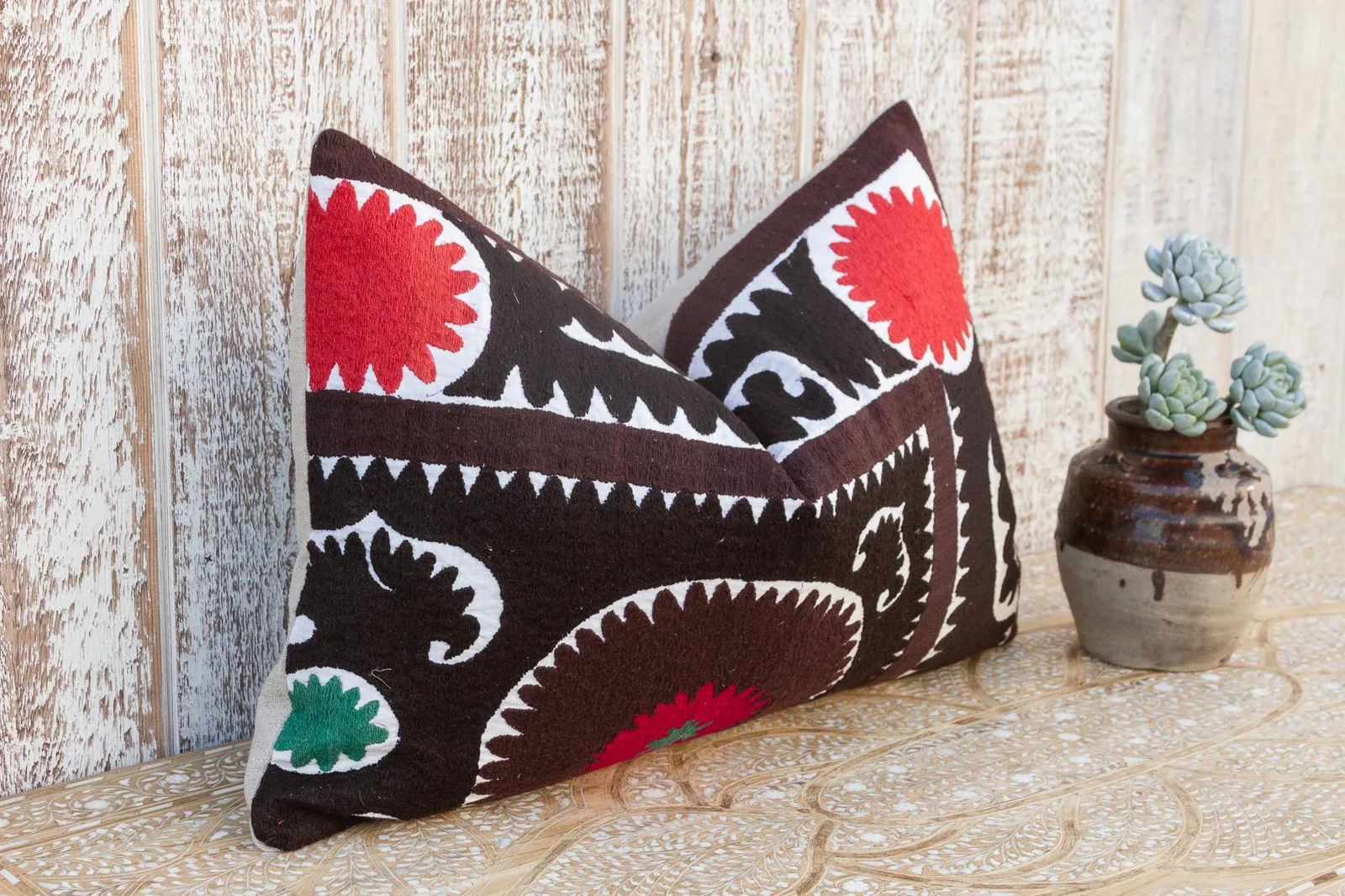 Nargiza Gul Suzani Lumbar Pillow - 3