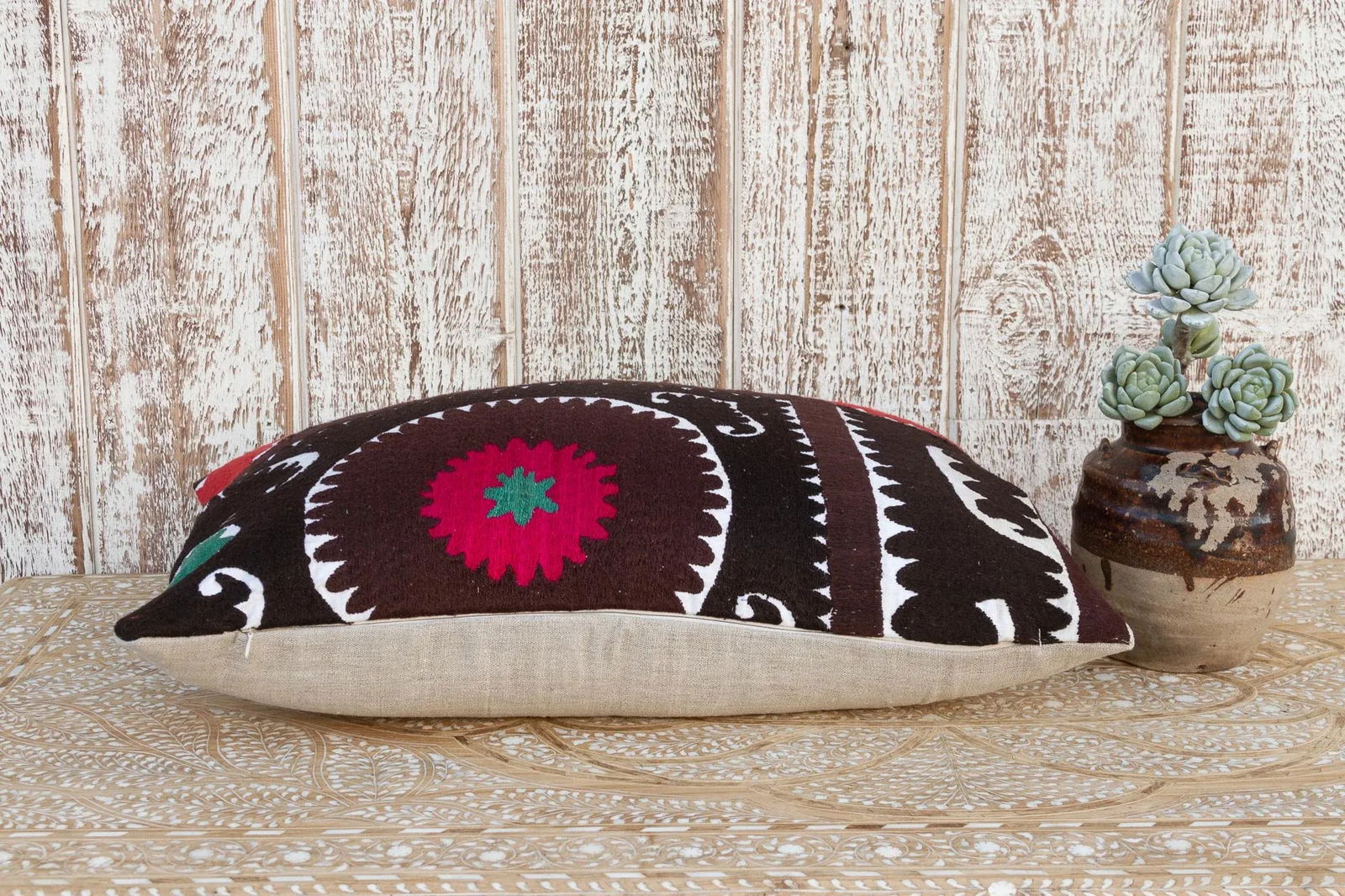 Nargiza Gul Suzani Lumbar Pillow - 7