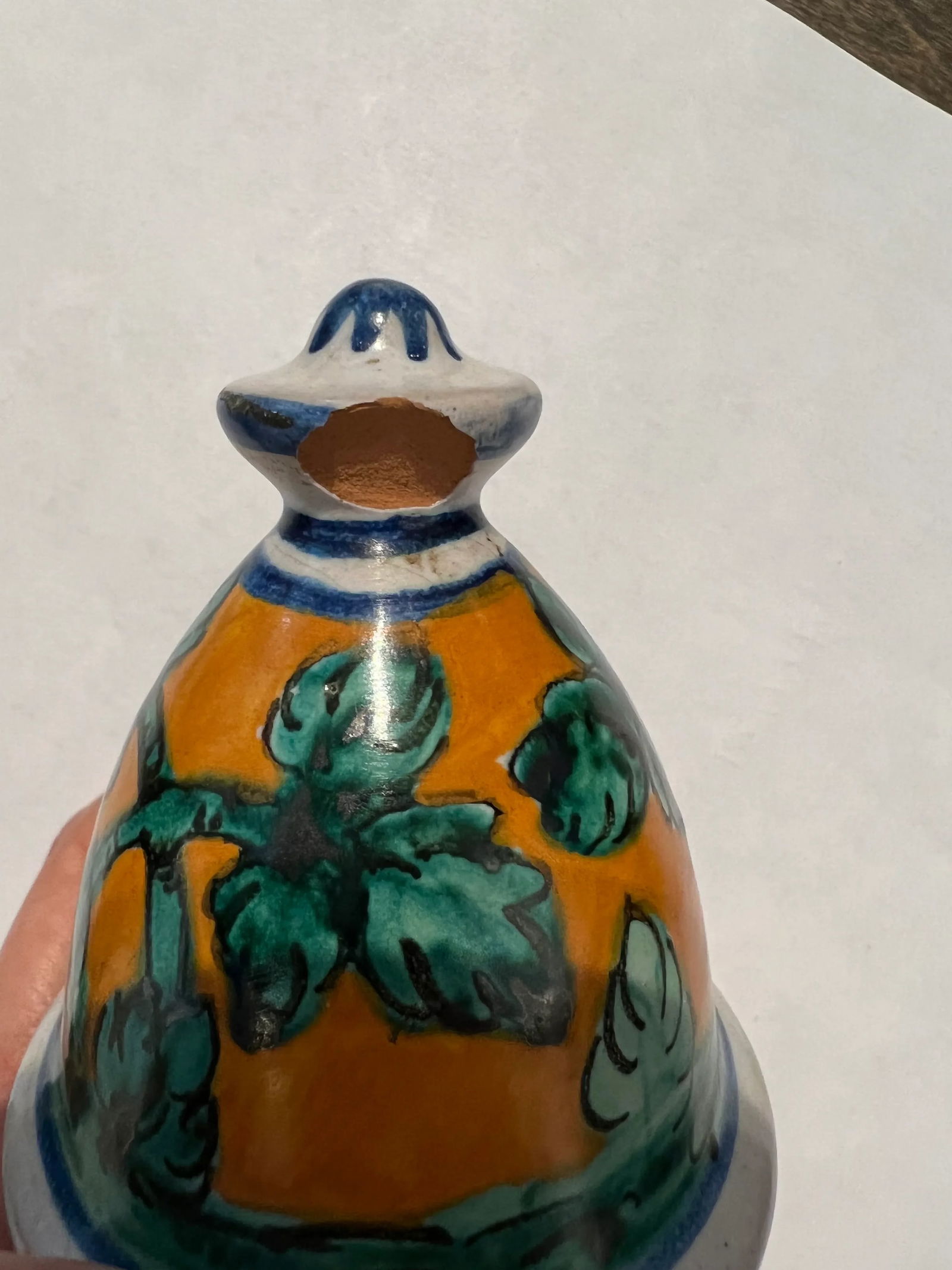 1990s Italian Hand Painted Ceramic Flask in Orange, Green, Blue and Yellow Colors - 13