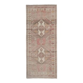 Vintage Faded Large Hand-Knotted Hallway Runner