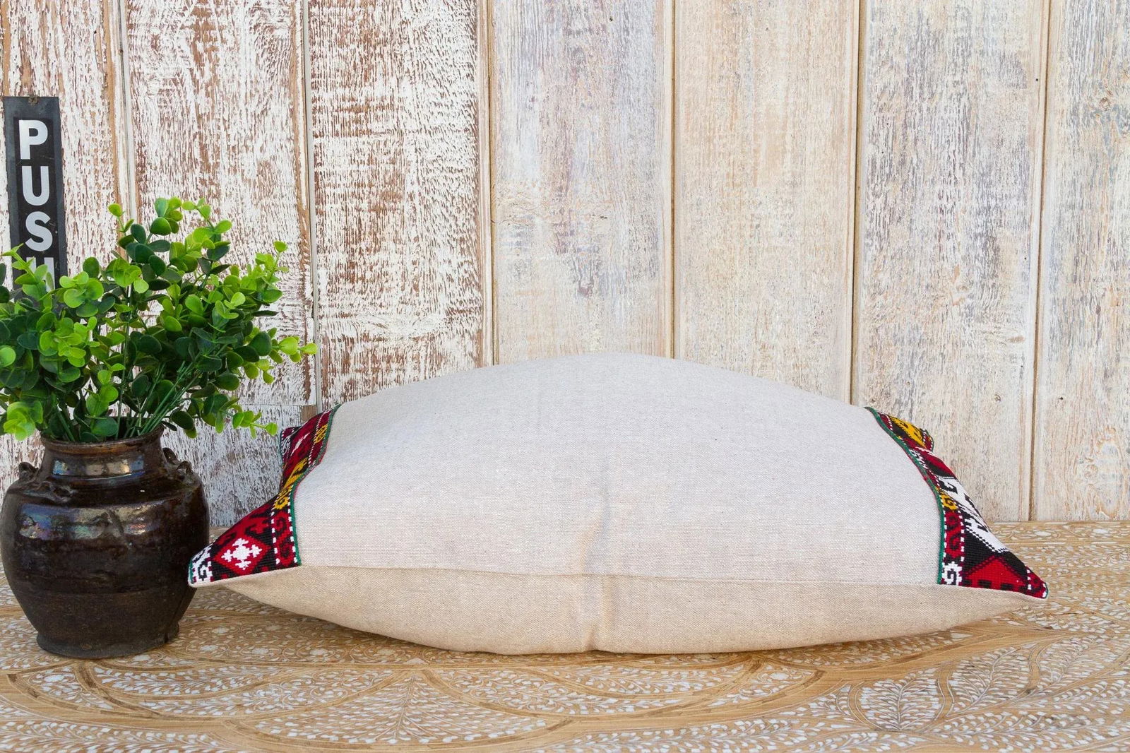 Xoti Linen Tribal Border Pillow - 5