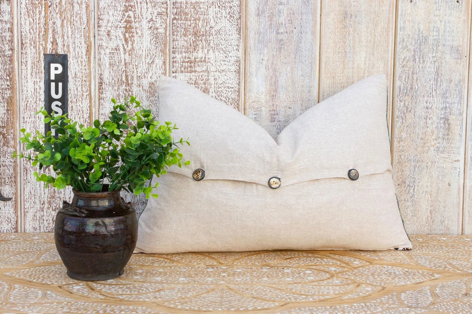 Xoti Linen Tribal Border Pillow - 6