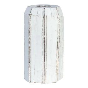 Antique White Indian Column Candle Holder