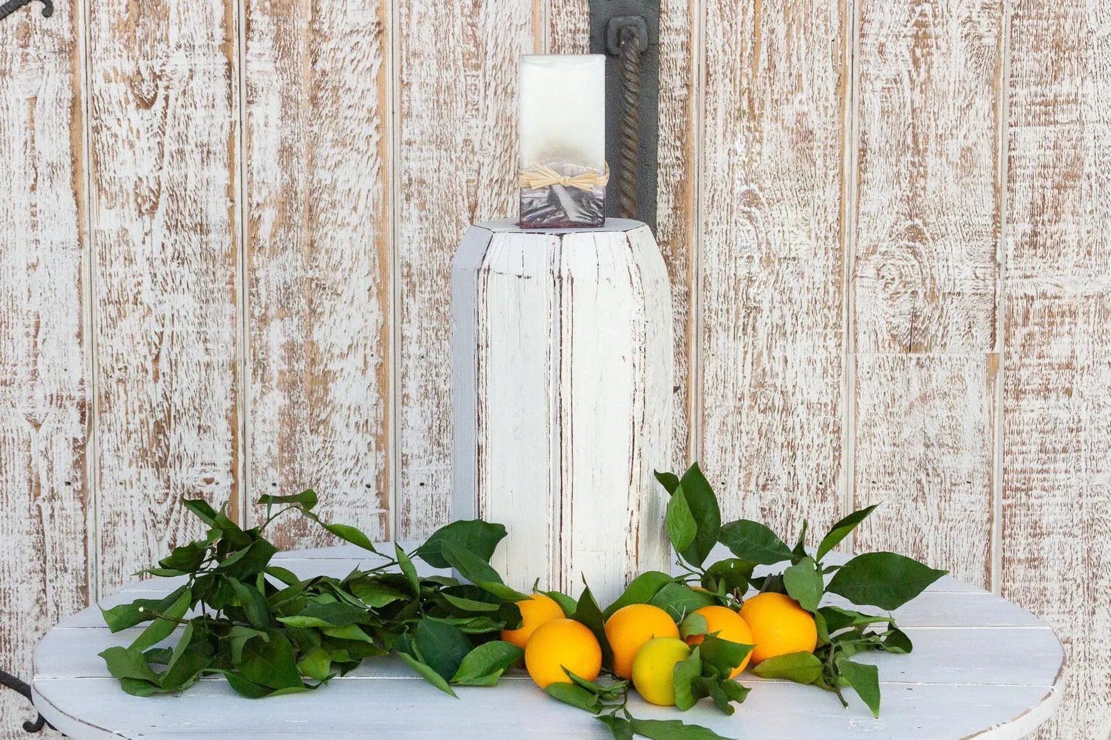 Antique White Indian Column Candle Holder - 2