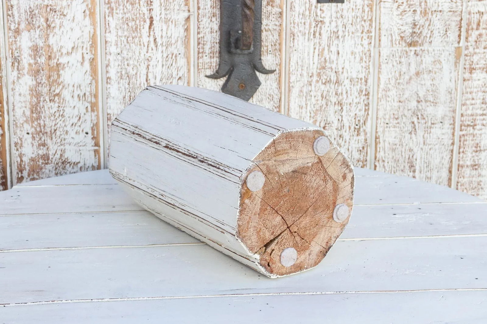 Antique White Indian Column Candle Holder - 5