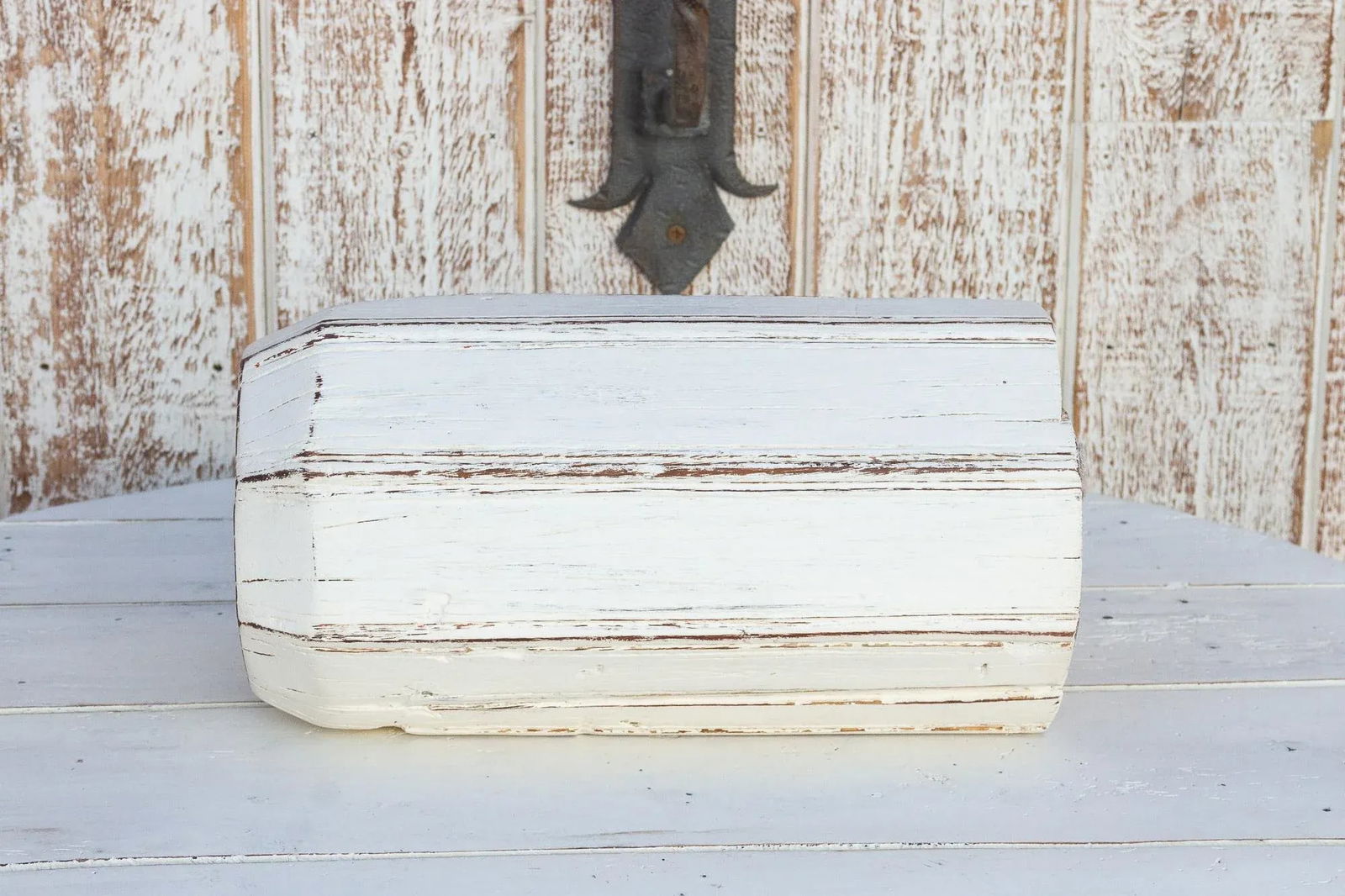 Antique White Indian Column Candle Holder - 6