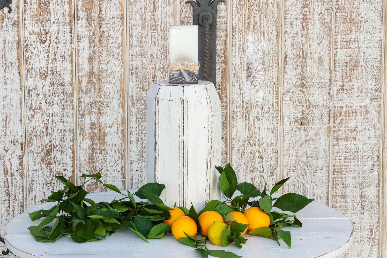 Antique White Indian Column Candle Holder - 7