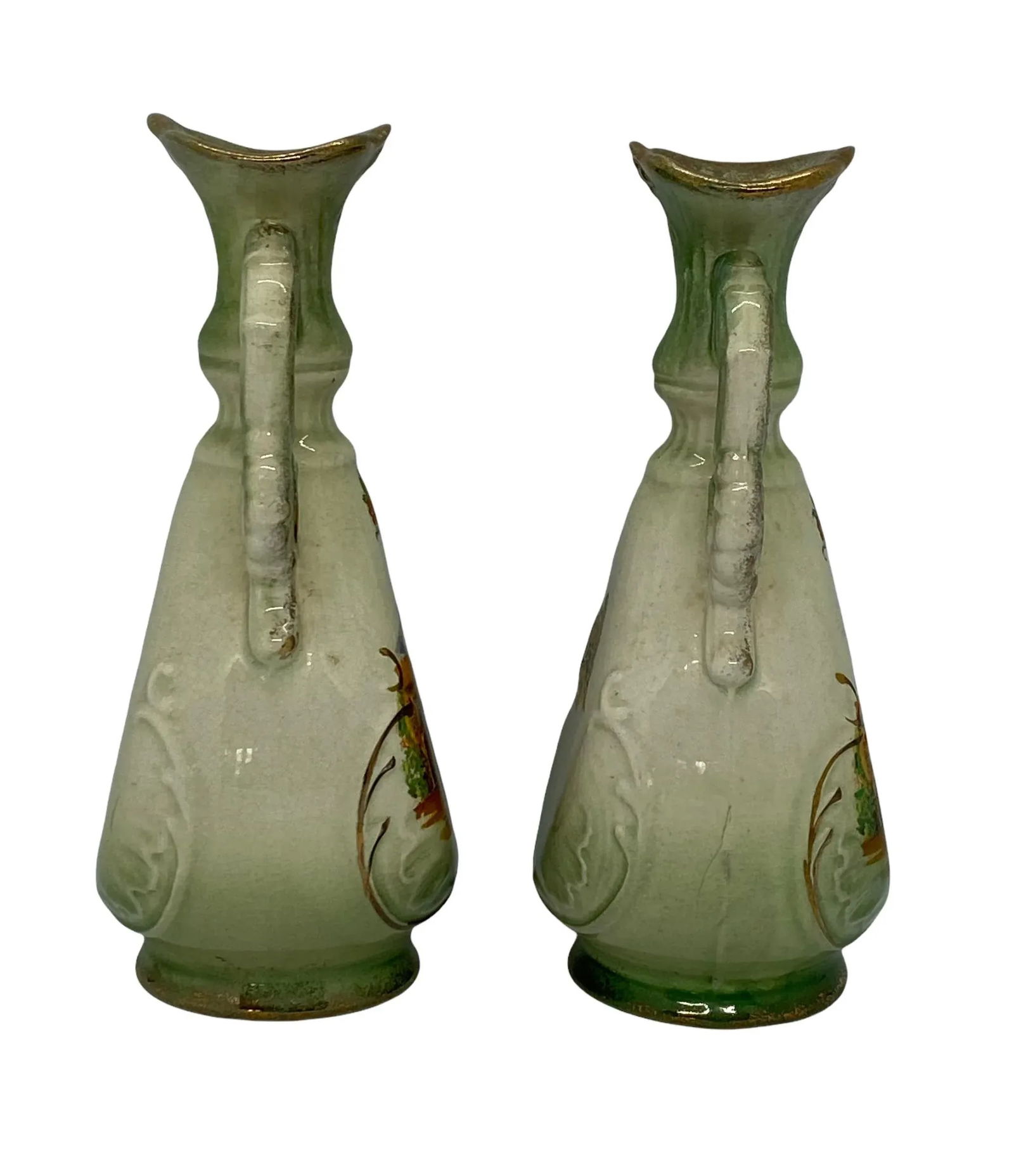 Vintage Staffordshire England Genuine Fenton Ware Bud Vases With "Dicken's Days" Design - a Pa - 4