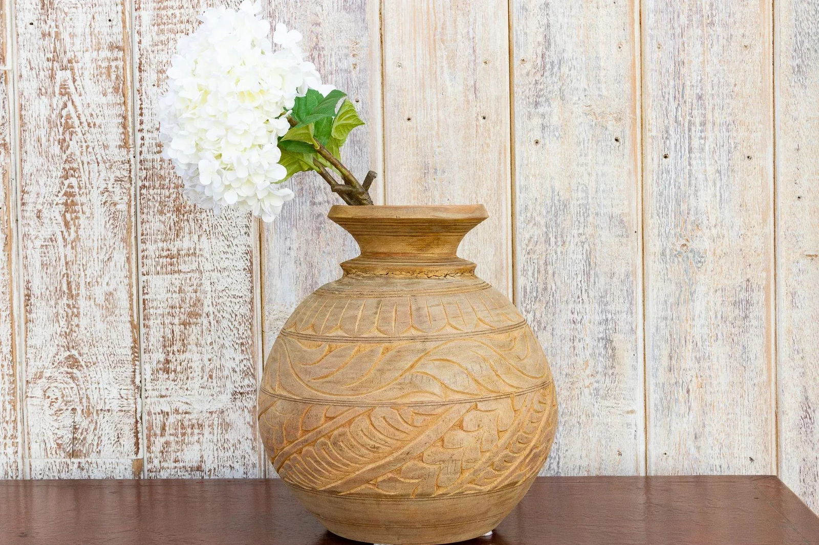 Carved Bleached Naga Water Pot - 2