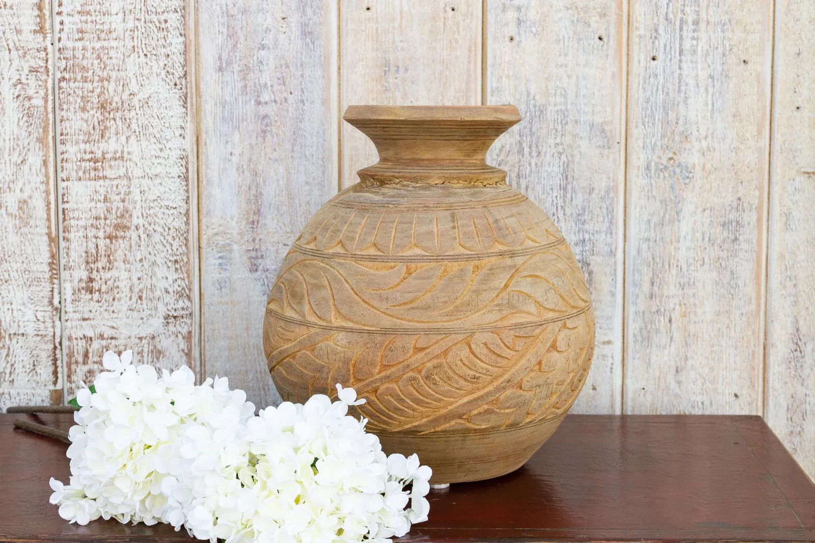 Carved Bleached Naga Water Pot - 3