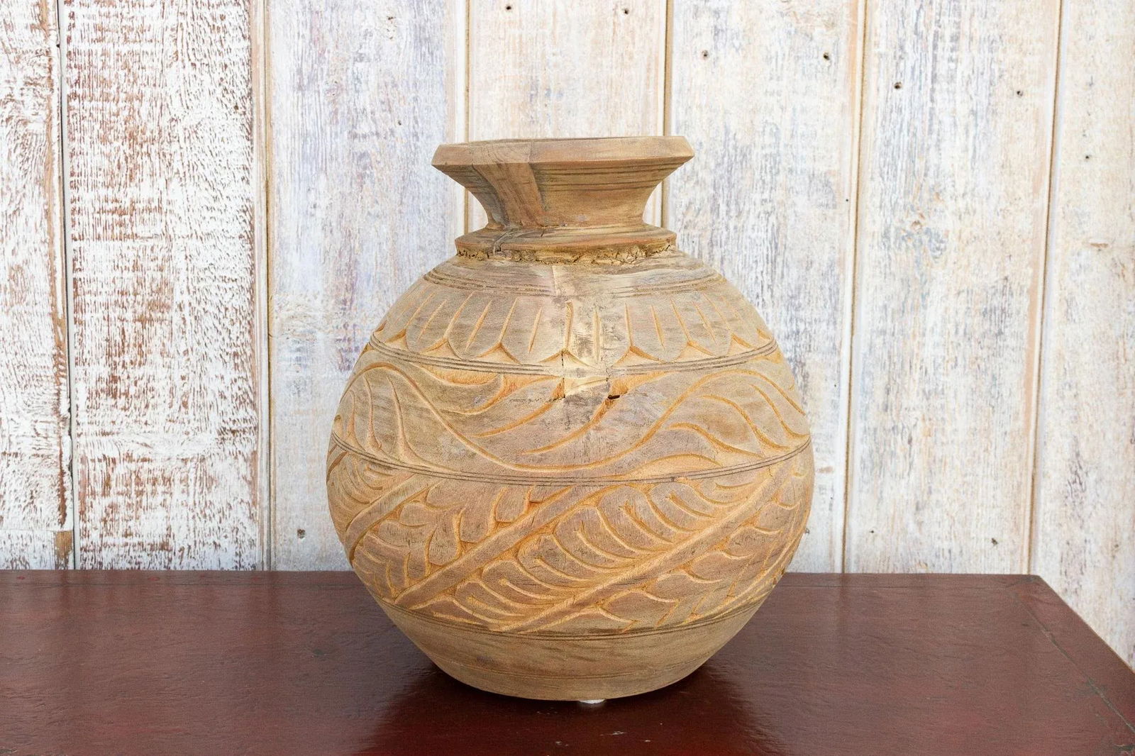 Carved Bleached Naga Water Pot - 6