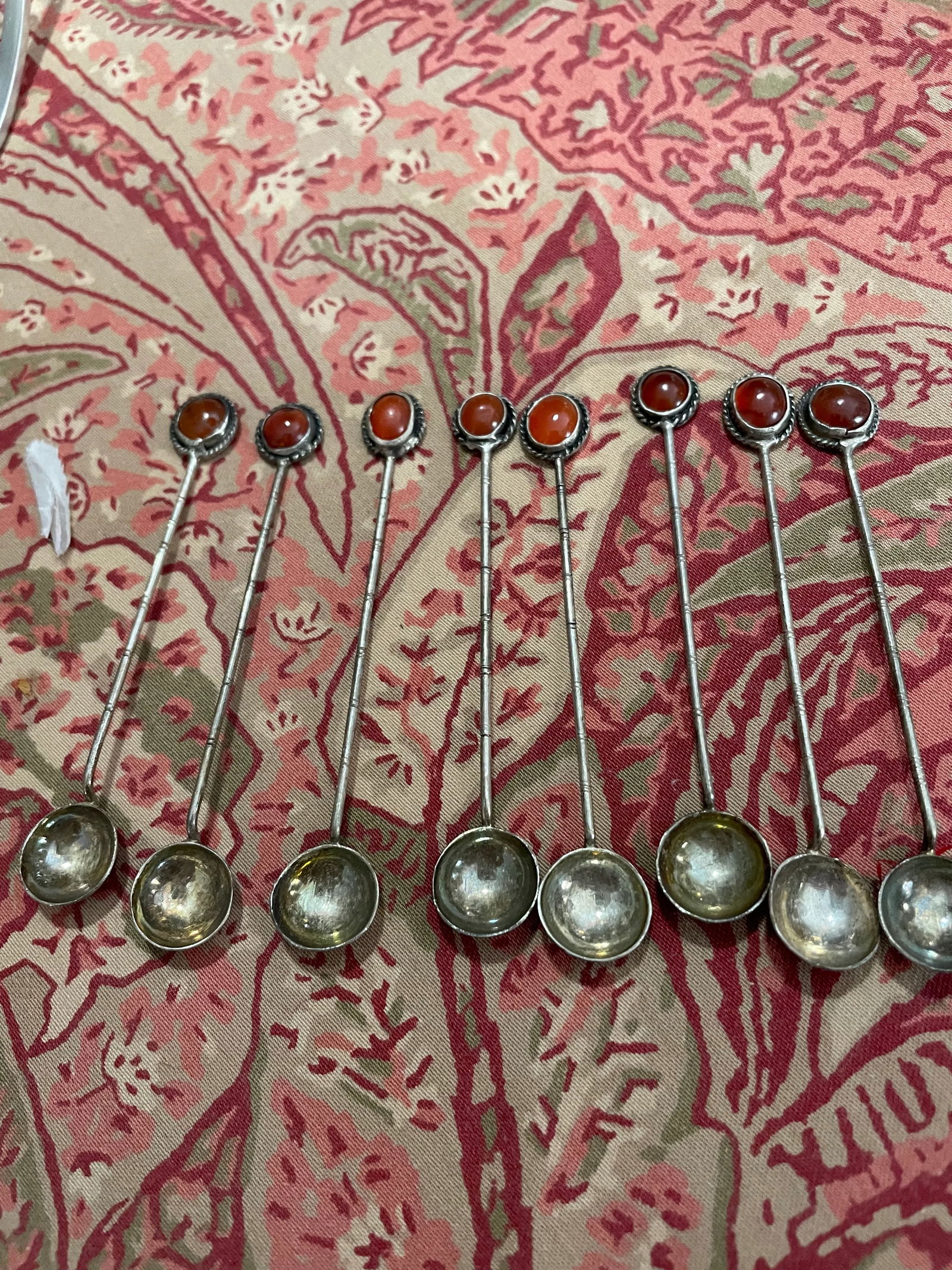 1920s Chinese Famille Rose Medallion Salt Cellar & Spoons Set- 16 Pieces - 8