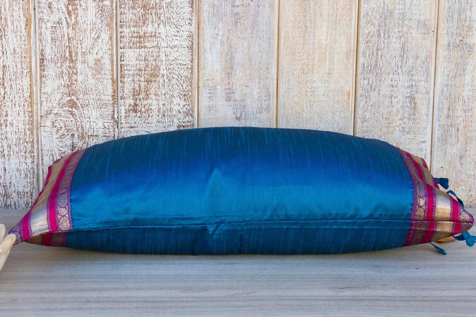 Vintage Naivy Large Festive Indian Silk Queen Lumbar Pillow Cover - 7