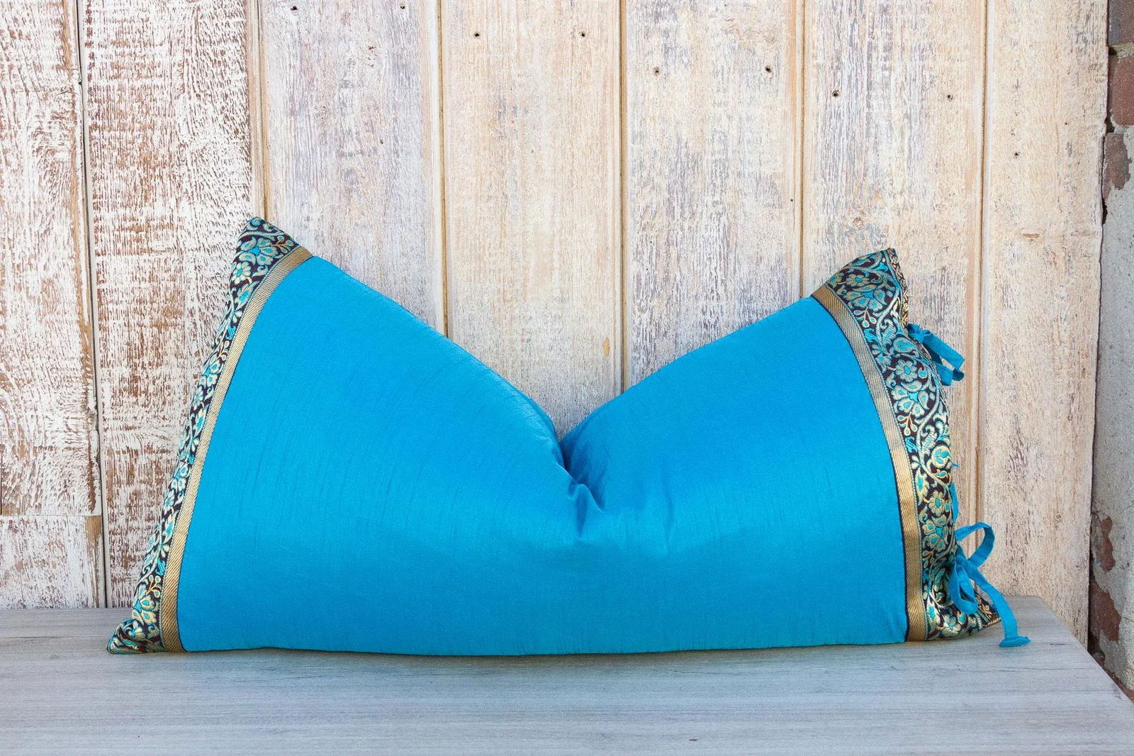 Vintage Neela Large Festive Indian Silk Queen Lumbar Pillow Cover - 6