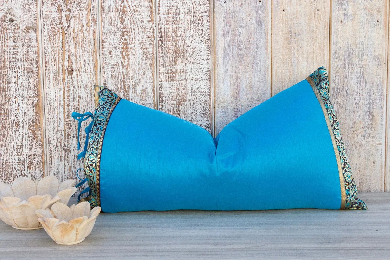 Vintage Neela Large Festive Indian Silk Queen Lumbar Pillow Cover - 7