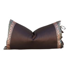 Vintage Lila Large Festive Indian Silk Queen Lumbar Pillow Cover