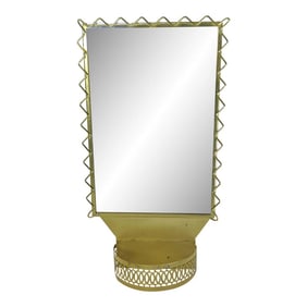 Vintage Zig-Zag Design Mirror with Plant Holder