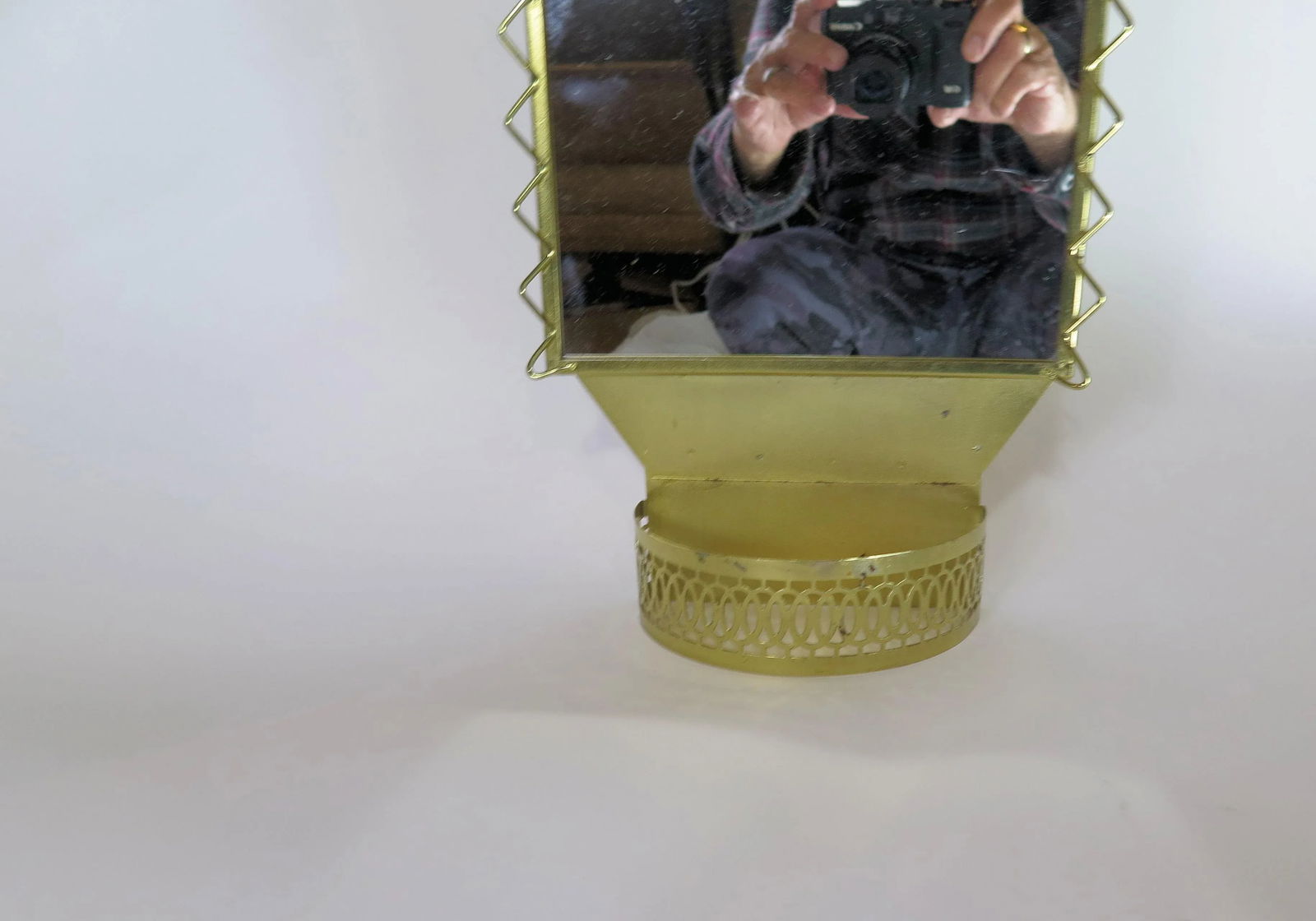 Vintage Zig-Zag Design Mirror with Plant Holder - 2