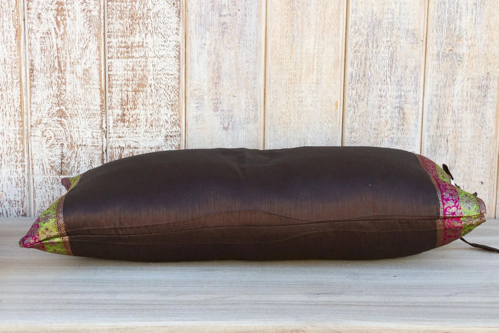 Vintage Tamali Large Festive Indian Silk Queen Lumbar Pillow Cover - 7