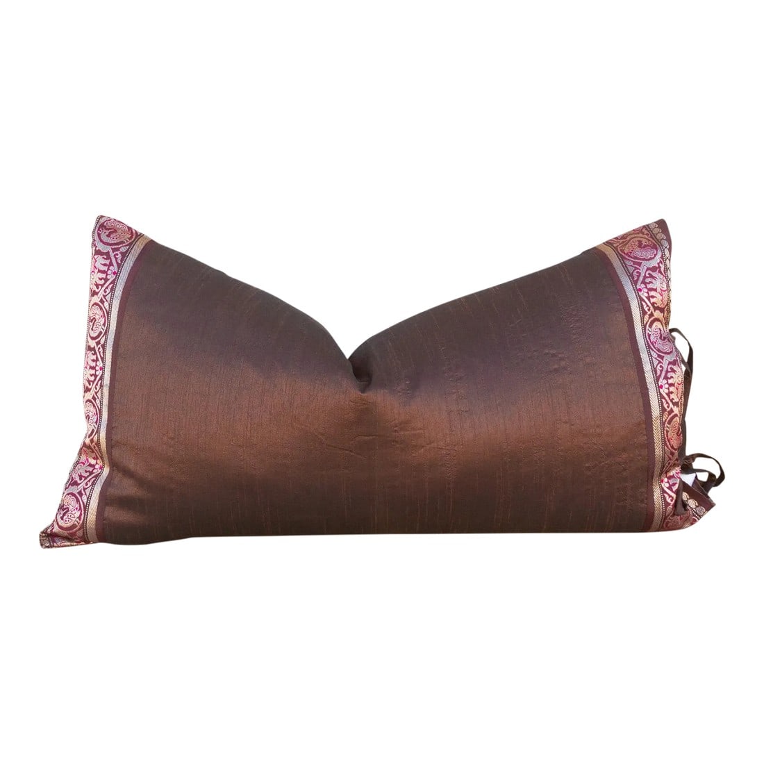 Vintage Lisha Large Festive Indian Silk Queen Lumbar Pillow Cover (1 of 9)