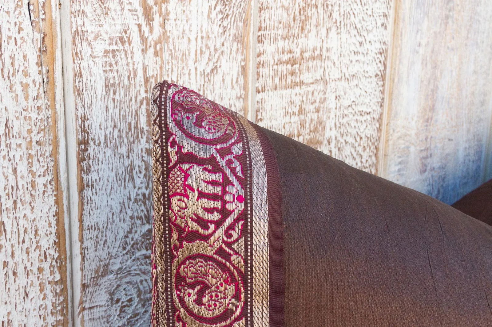 Vintage Lisha Large Festive Indian Silk Queen Lumbar Pillow Cover - 4