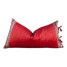 Vintage Rohi Large Festive Indian Silk Queen Lumbar Pillow Cover