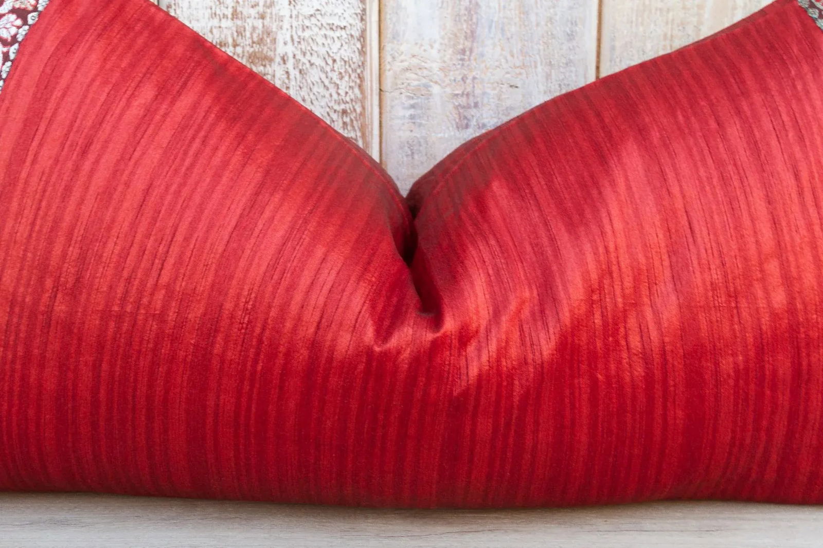 Vintage Rohi Large Festive Indian Silk Queen Lumbar Pillow Cover - 5