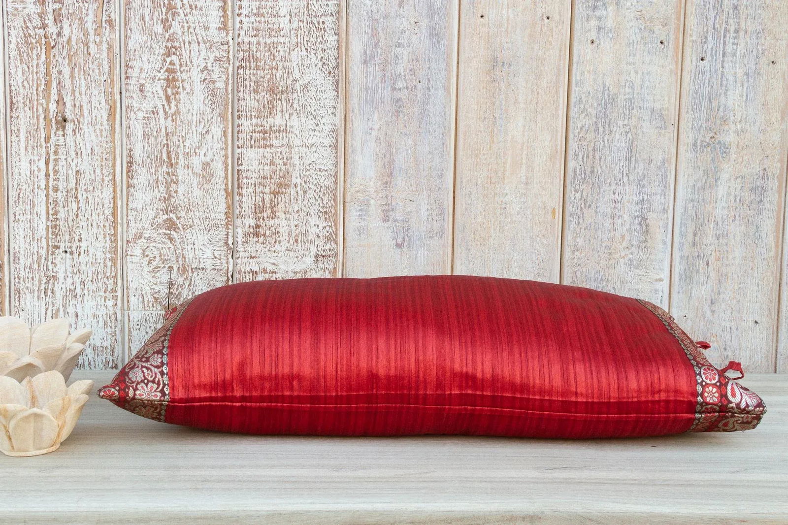 Vintage Rohi Large Festive Indian Silk Queen Lumbar Pillow Cover - 8