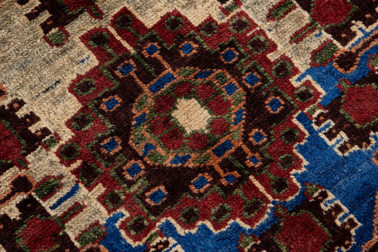 Vintage Handmade Persian Red Geometric Wool Rug 4'4" X 6'4" - 10