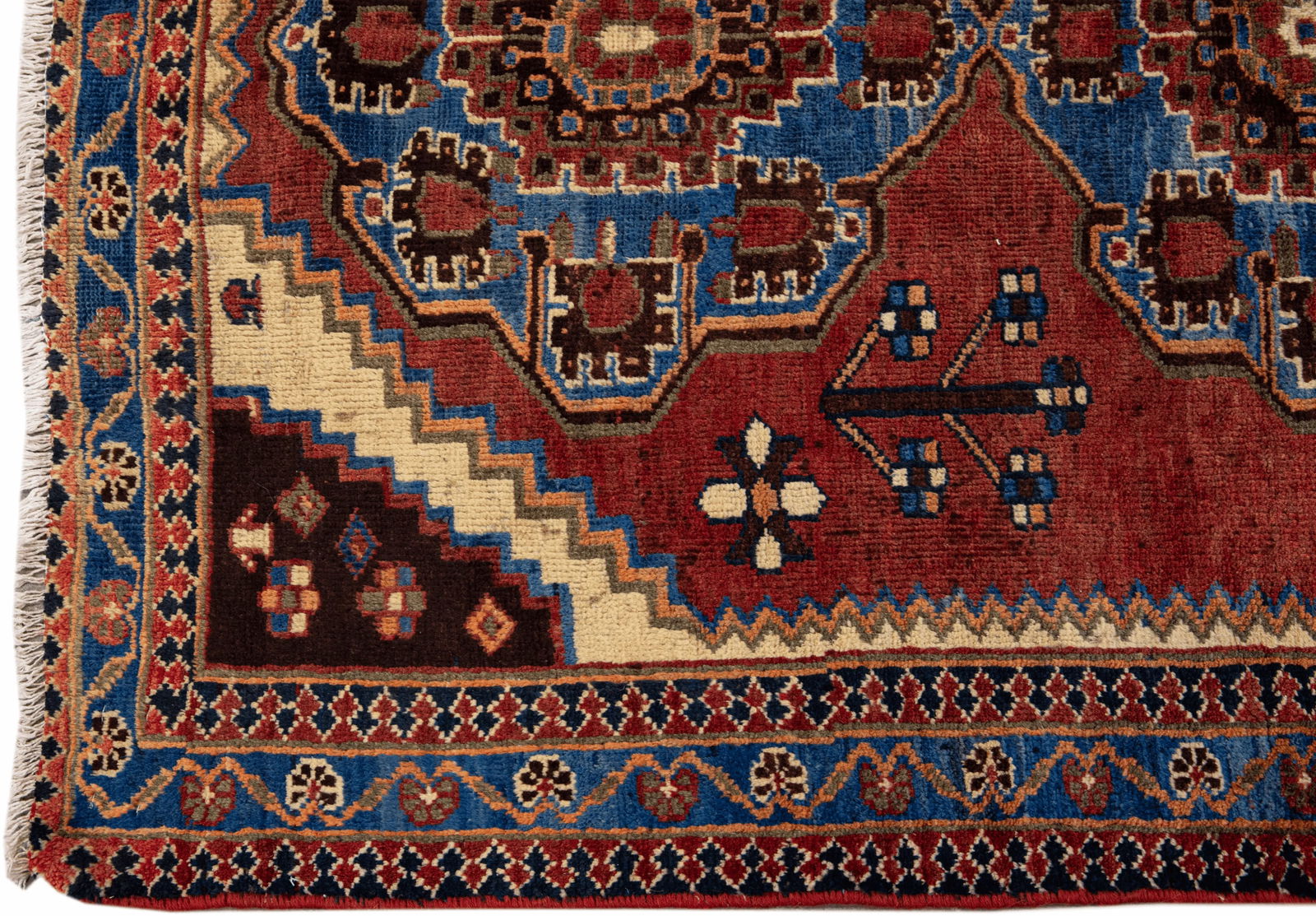 Vintage Handmade Persian Red Geometric Wool Rug 4'4" X 6'4" - 4