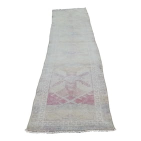 Mid 20th Century Faded Vintage Herki Runner - Designer Carpet