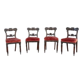 Carved Rosewood Anglo-Indian Chairs - Set of 4