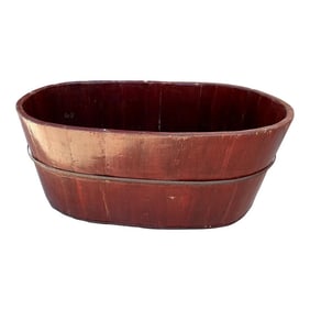 Early 20th Century Large Chinese Red Lacquered Wood Tub/Bucket