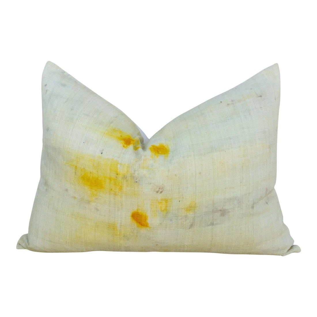 Vintage Birinchi Tie Dyed Organic Silk Lumbar Pillow: Earthy and organic, these Assam pillow cases are made from pure silk using ancient techniques. Each one is crated in the rural Assam area, from the production of Organic Eri Silk, going thru the